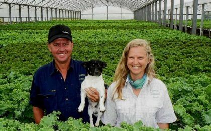 Photo of Graham and Fiona Grant using eco-logical techniques to control insect pests